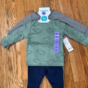 Carter's Green and Navy Dinosaur Set